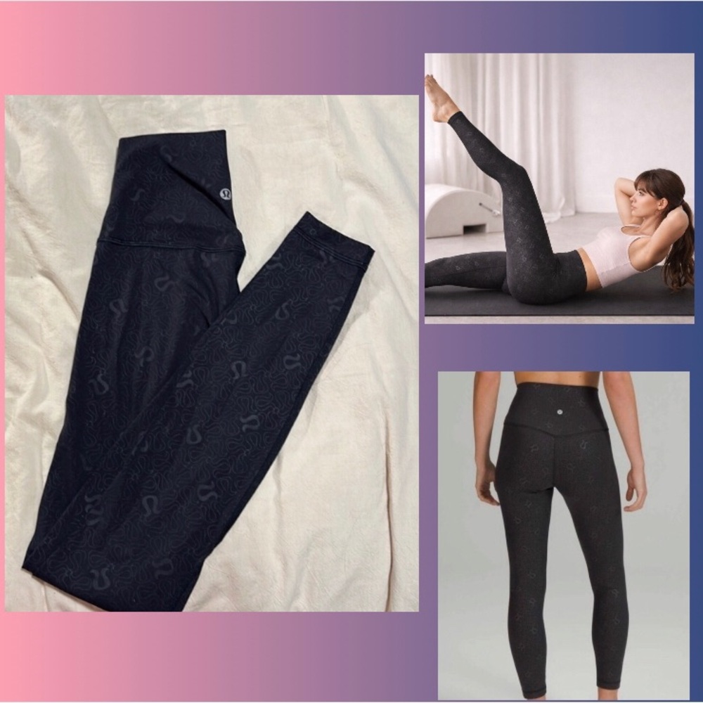 Lululemon High-Rise Align Leggings 28” Logo Embossed Graphic 2 XS NWOT